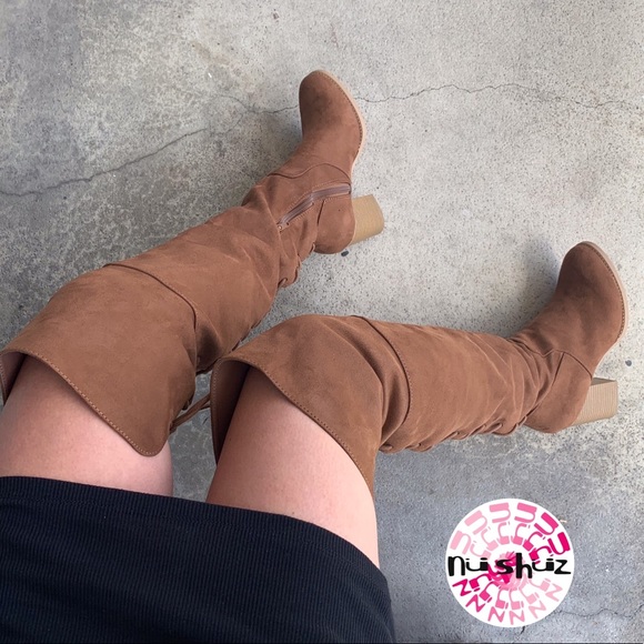 Soda Chestnut Brown Faux Suede Lace Up Heeled BOOT - Picture 3 of 8